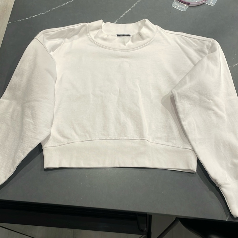 TALENTLESS White Mock Crew Neck Sweatshirt